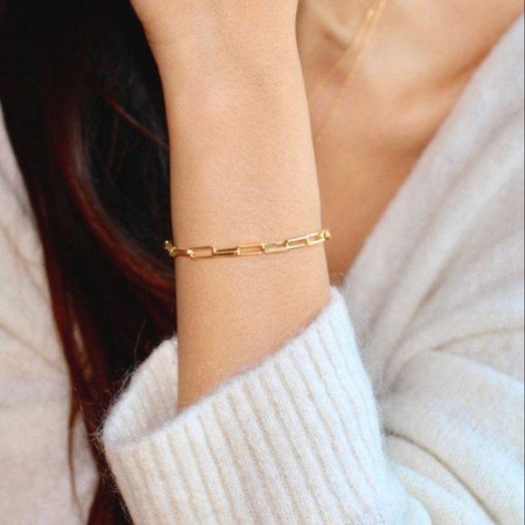 Lux 14k Gold Plated Paperclip Bracelet - Picture 2 of 3